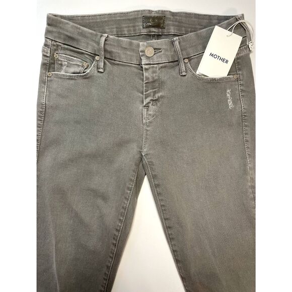 Mother Denim Jeans The Looker Blow Out Graphite Skinny Distressed Gray 25 NWT - Picture 2 of 11